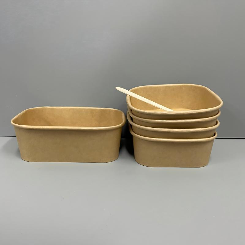 Designed PE Coated Take Away Custom Printed Kraft Disposable Salad Paper Bowl