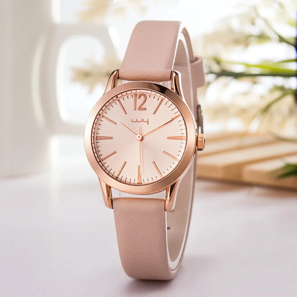 Customize Leather Strap Alloy Case Casual Quartz Wrist Watches (WY-114A)