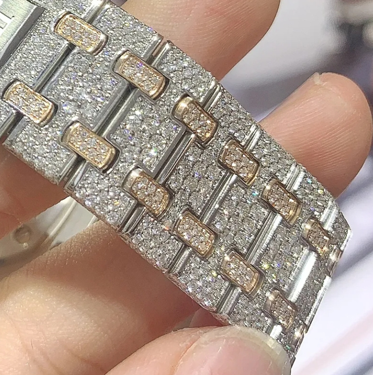 5A 1: 1 Moissanite Super Clone Diamond High-Quality Automatic Mechanical Watch - Frozen Vvs Replaceable Silicone Human Moissanite Watch