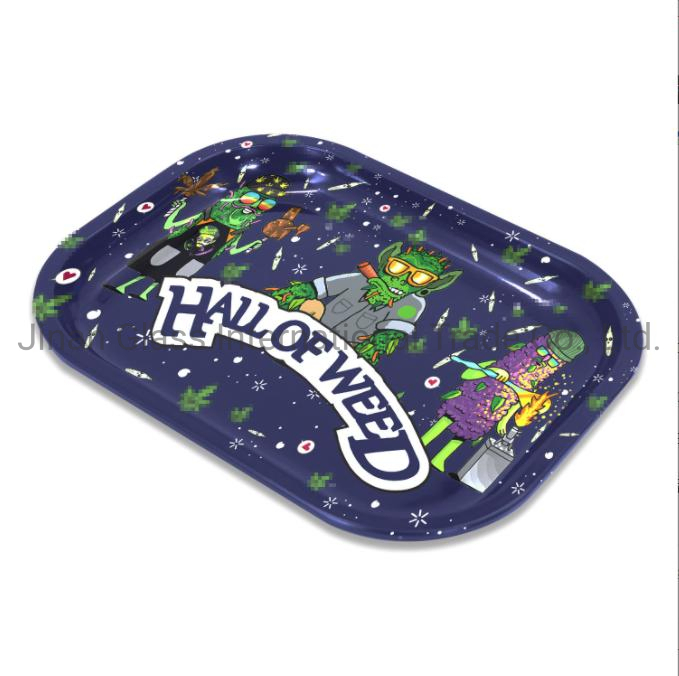 2022 New 18 * 14cm Tinplate Cigarette Tray Cartoon Pattern Cigarette Tray Smoking Set
