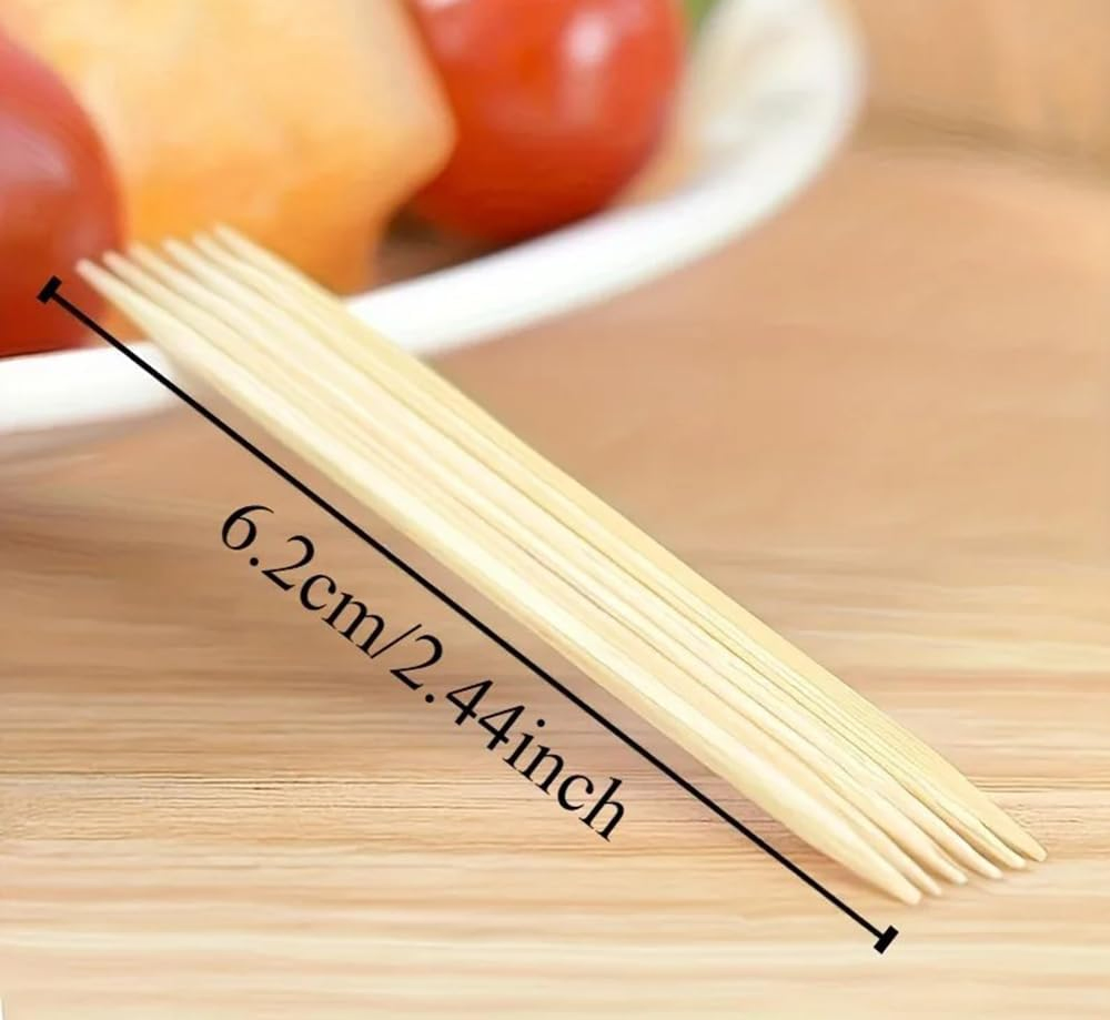 2000PCS Bamboo Round Double-Ended Toothpicks for Cleaning of Appetizer Fruits and Teeth Cleaning