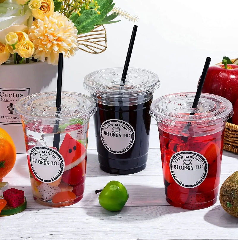 Disposable Plastic Drinks Straw Ecofriendly Straight Orange Straw Custom Logo Printed PLA Straw