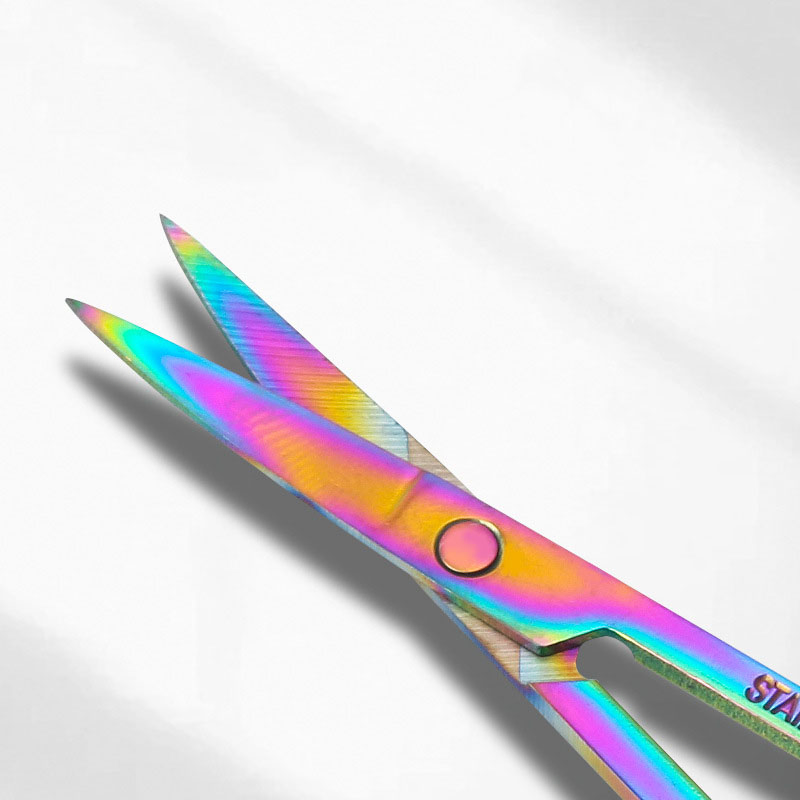 Color Titanium Stainless Steel Nose Hair Eyelash Grooming Scissors Eyebrow Barber Nail Art Tailor Scissor