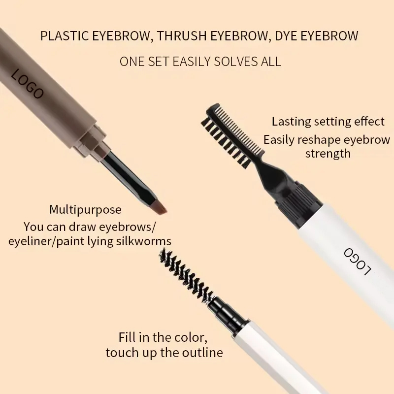Ditong Waterproof Eyebrow Pencil Pomade Gel Thrush Quality Brow Kit 3 in 1