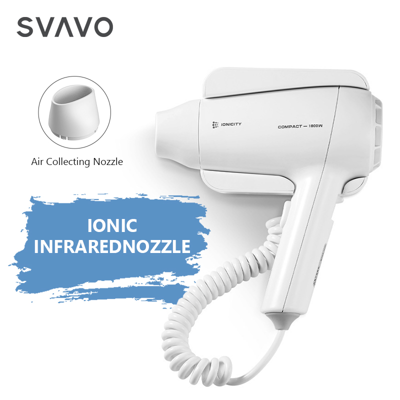 Hotel Room Bathroom 1800W 220V Wall Mounted Negative Ion Low Noise Hair Dryer