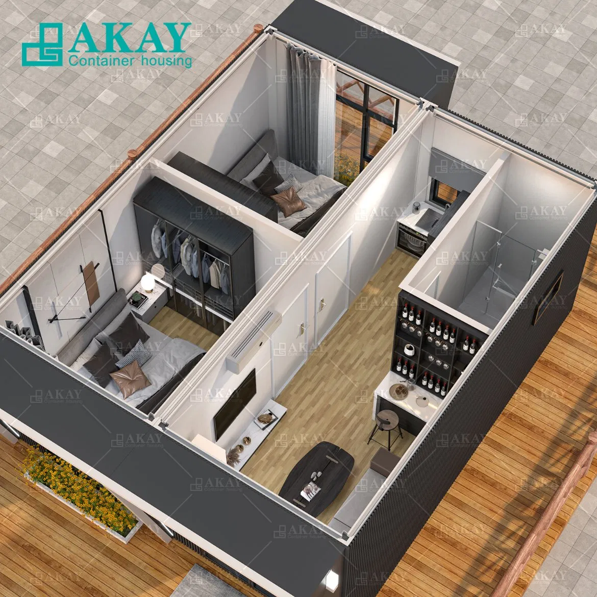 Container House Movable Prefabricated-Building House for Villa, Office, Public Toilet Container House