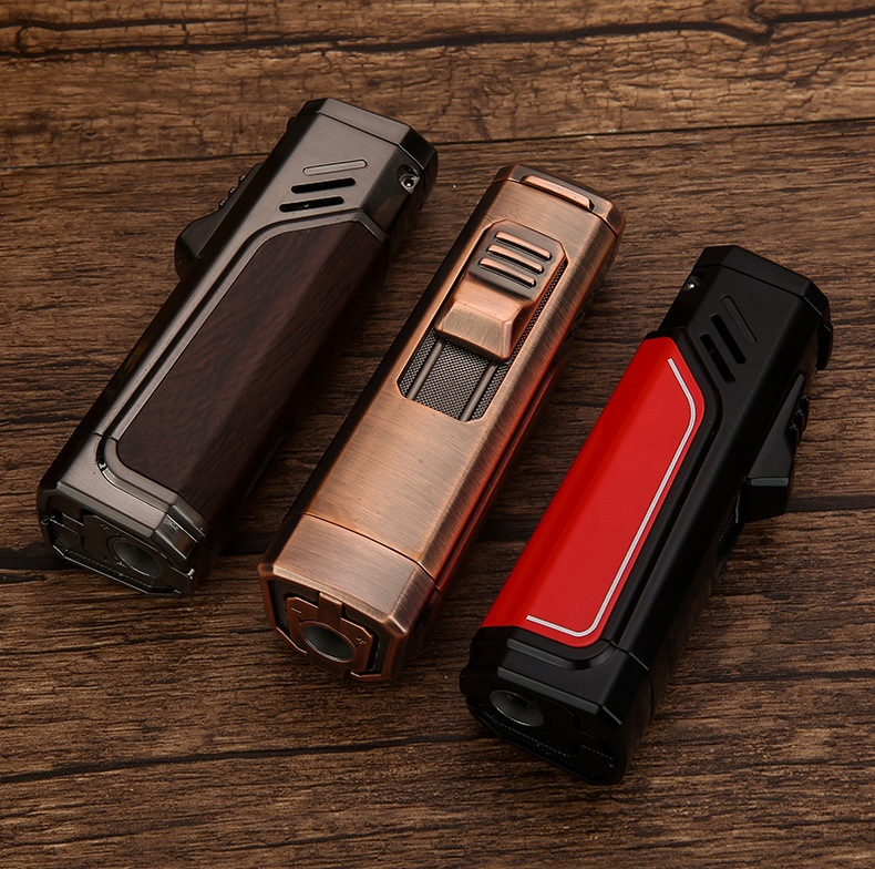 Custom Luxury Pocket Torch Lighter 3 Jets Flame Windproof and Refillable for Cigarettes and Cigars