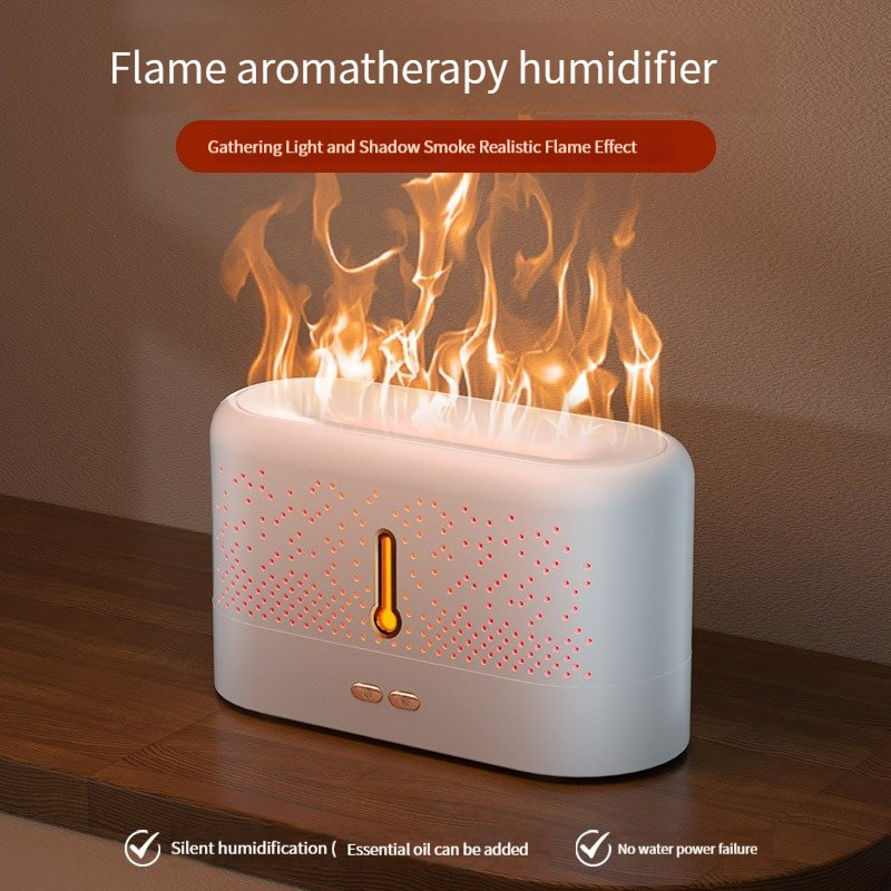 Baby Home Bedroom Office Silent Air Replenishment and Fragrance Dispenser Small Desktop Ultrasonic Flame Humidifier