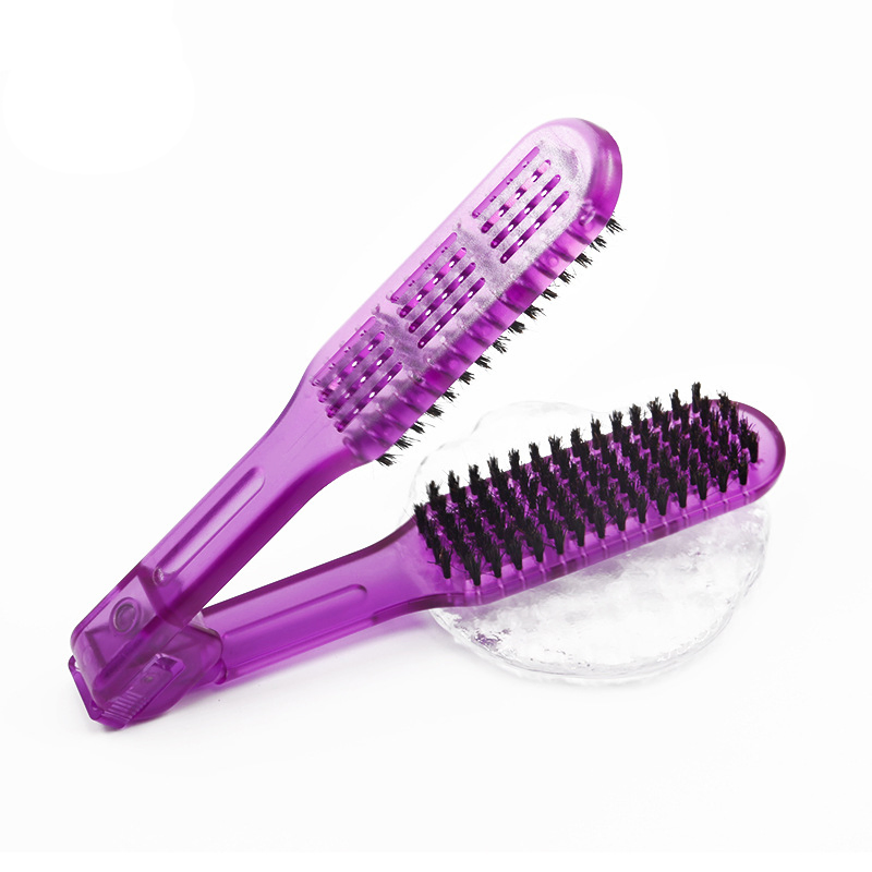PRO Beauty Salon Clasp Hair Straightening Double Brush Comb Anti-Static High Temperature Clamp Brush Hair Straightening Brush