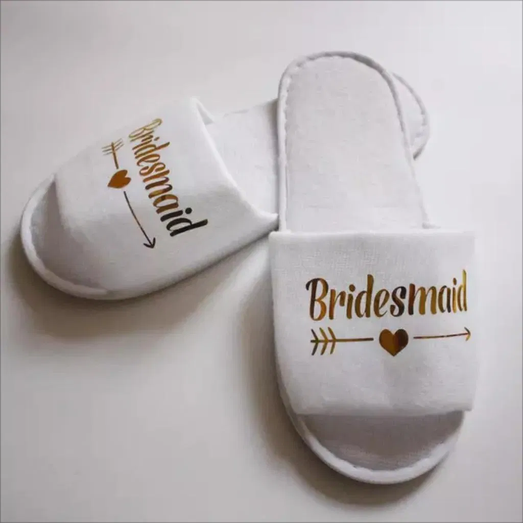 Bride Groom Disposable High-End Wedding Slippers Made of Towel Cloth Hotel Slippers