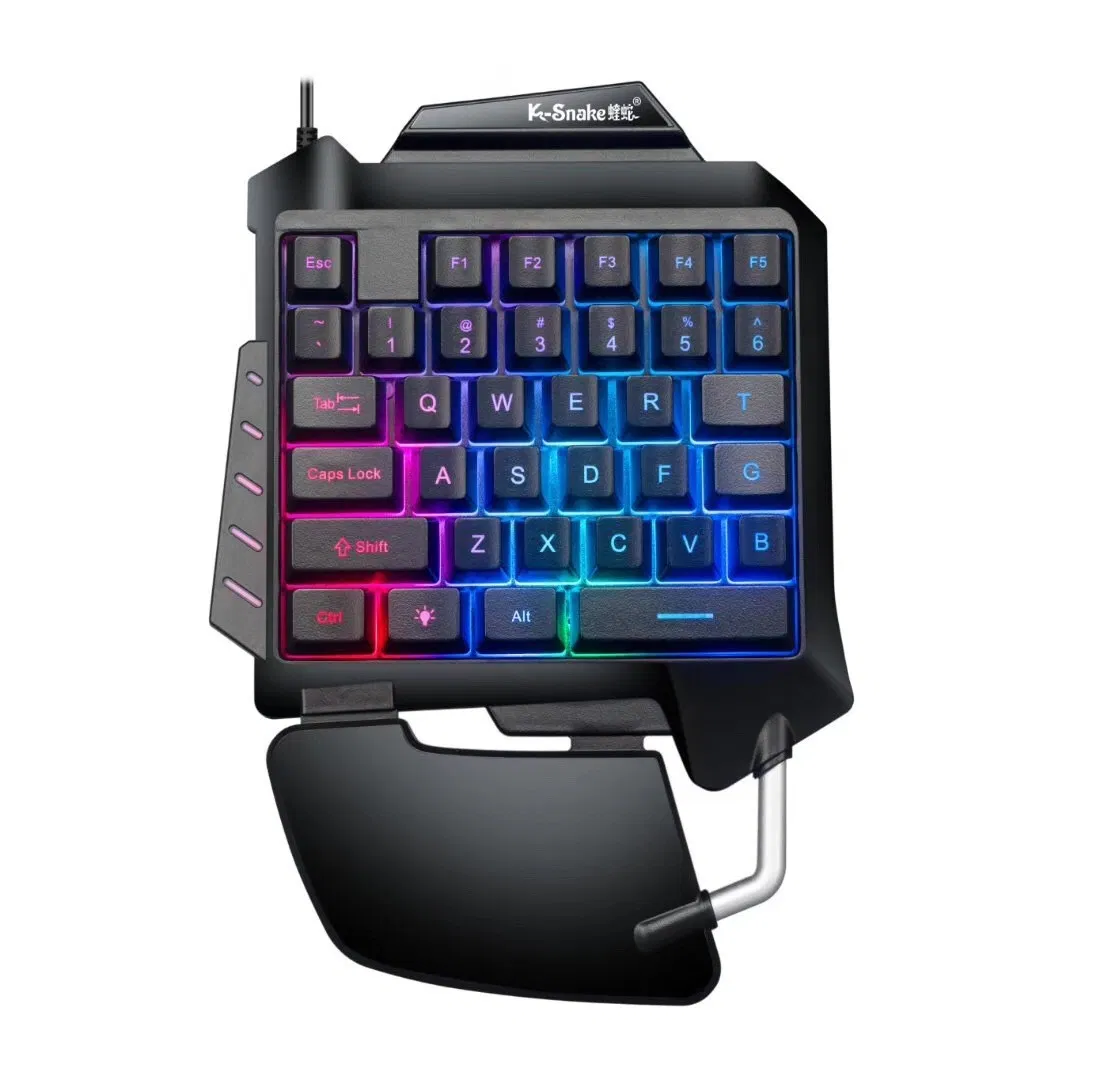 Single Hand Gaming Metal Keyboard Backlit Game Keypad for Pubg Mobile Games