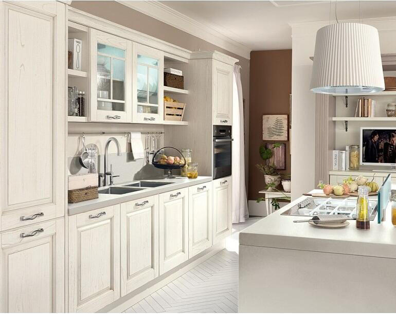 Classic Shaker White Solid Wood Kitchen Cabinets Designs