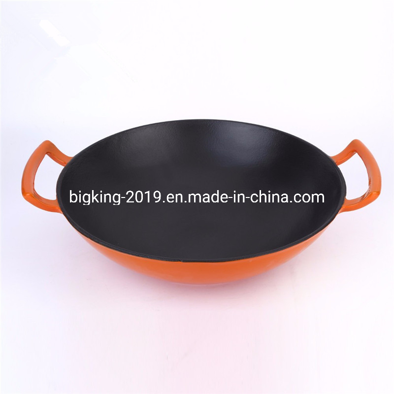 Чугунный вок 37 см с крышкой и палочками, 3 предмета