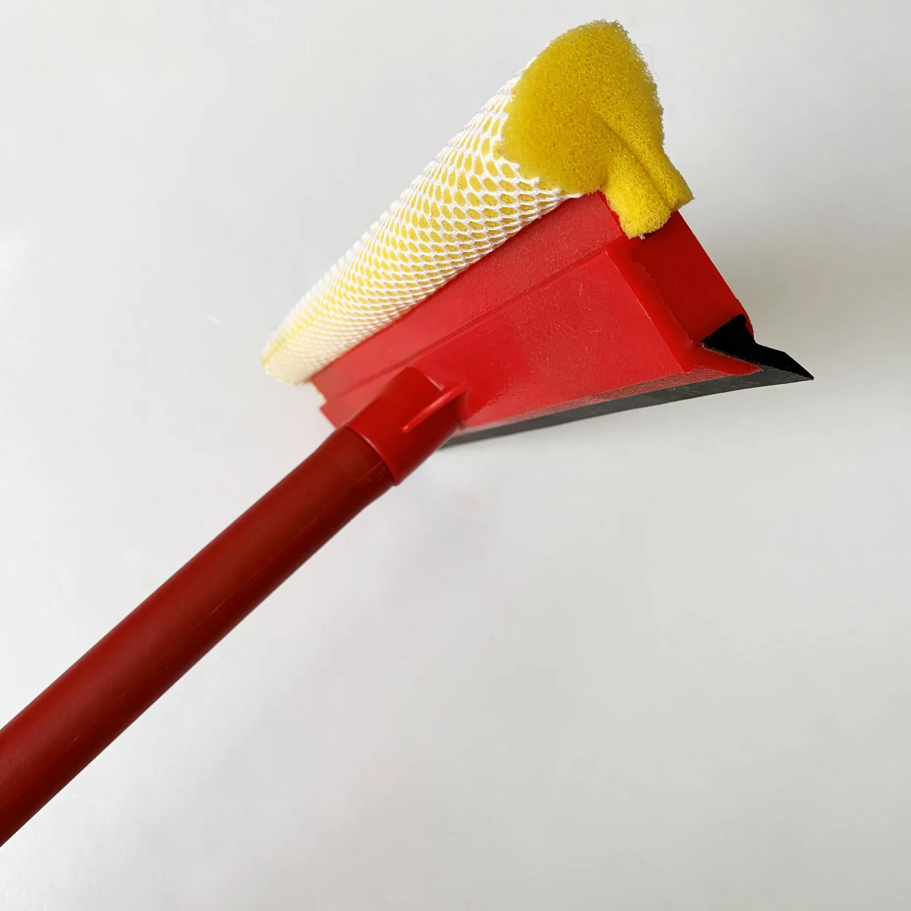 PVC Handle and PP T-Bar with Double Sided Wiper One Side Sponge The Other Rubber Squeegee Window Cleaner for Outdoor Indoor Cleaning
