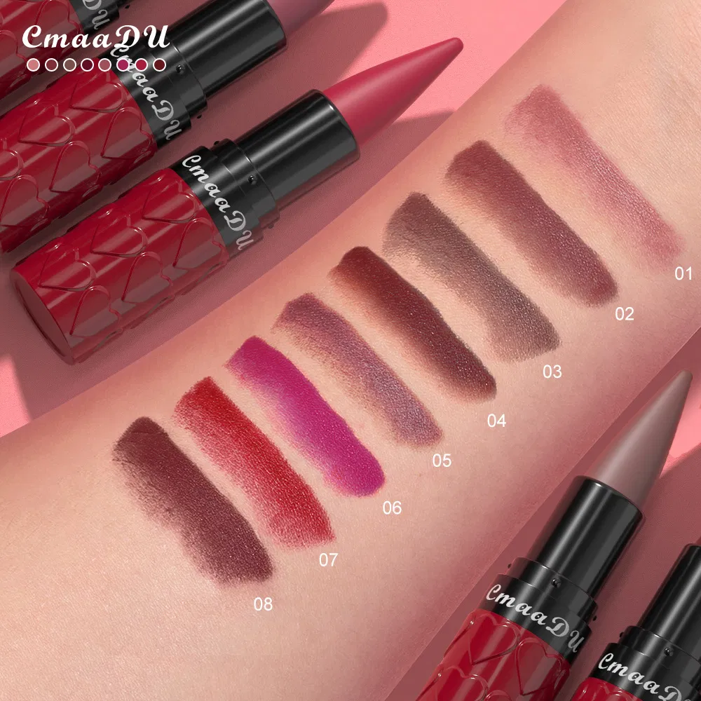 Cmaadu Vibrant 8-Color Heart-Shaped Lipstick Set for All Skin Tones