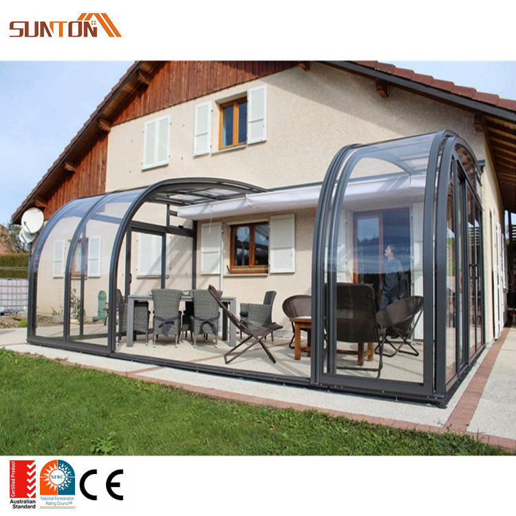 Polycarbonate Commercial Enclosures Enclosed Cafe Patio Retractable Roof Swimming Pool Cover PC Sunroom