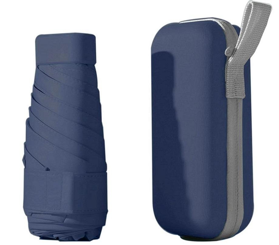 Custom Vinyl Mini Folding Flat Umbrella with EVA Case, Wholesale Windproof Female UV Pocket Umbrellas for The Rain and Sun