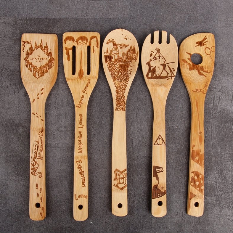Bamboo Halloween Kitchen Utensils Set