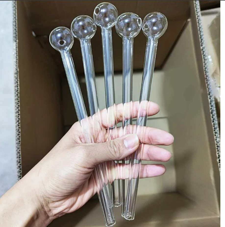 20cm (7.9 inch) Long Oil Burner Thick Pyrex Large Transparent Glass Pipe for Smoking Bubbler Tube