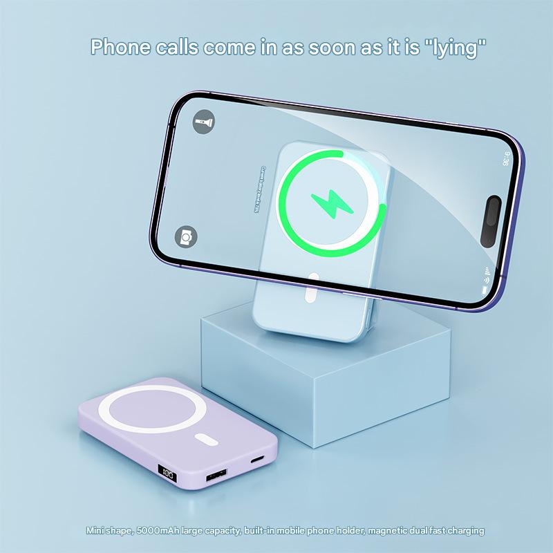 Магнитный пауэрбанк 5000mAh с беспроводной зарядкой 15W