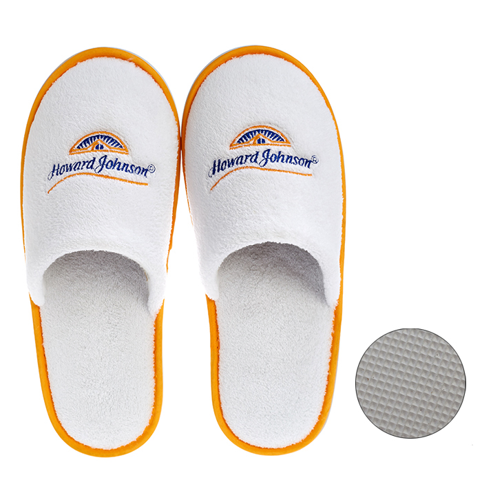 Wholesale Custom Logo Embroidered Cheap Travel House Hotel Guests SPA Disposable White Coral Fleece Slippers