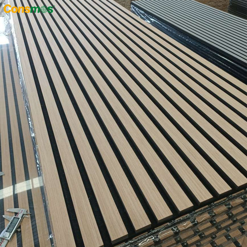 Construction Material Sound Proof Ceiling Sound Absorbing Wooden Design Pet Acoustic Slat Wall Panel