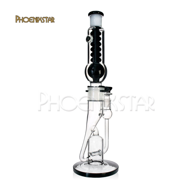 Phoenix Star 16.5 Inches with Inline Diffuser Perc Round Base Mixed Colors Glass Smoking Water Pipe Wholesale