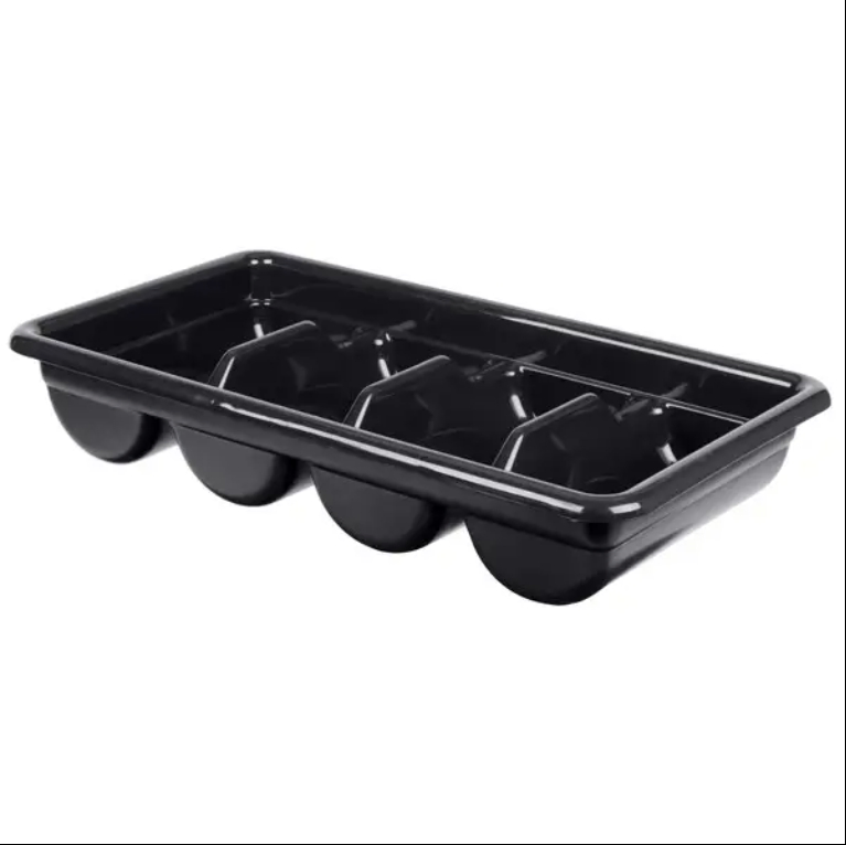 4 Compartment Restaurant Plastic Fork Knife Flatware Tableware Storage Box Cutlery Tray