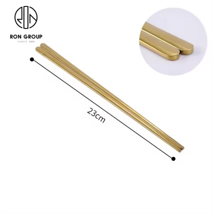 Wholesale Titanium Plated Gold Customized Stainless Steel Long Metal Chopsticks