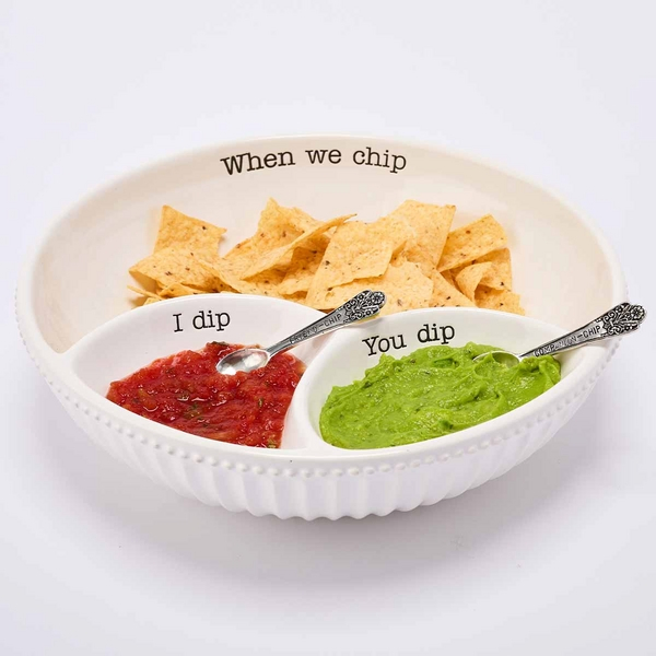 Elegant Silver-Plate Spoon and Double DIP Bowl Set