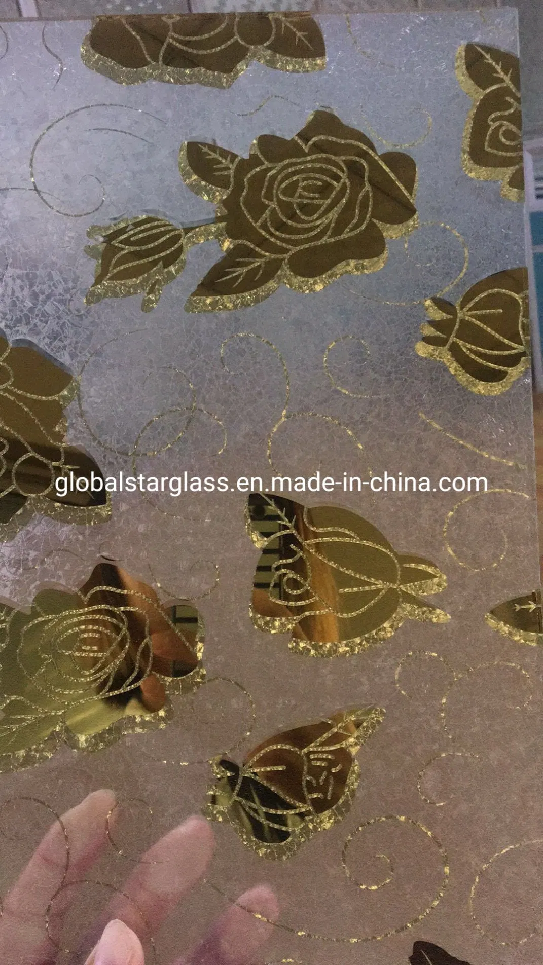4-5mm Golden Design Glass, Art Glass, Acid Etched Glass, Frosted Glass, Stained Glass, Different Color Decoration Glass for Building