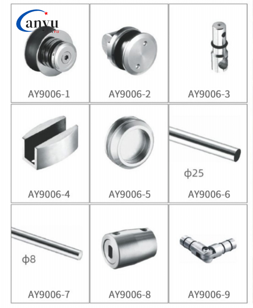 Stainless Steel Sliding Door Bathroom Accessories Glass Door Hardware