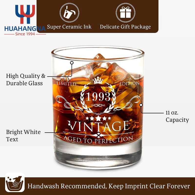 Premium Whiskey Glass Set Custom Logo Engraved Bourbon Whisky Stones and Coaster Gift Set with Wood Box for Men Present