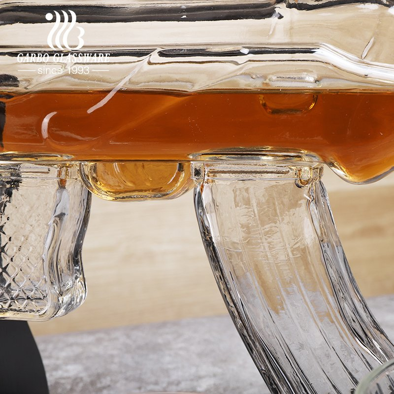 Handmade 5-Piece Gun Design Whiskey Set with Wooden Stand