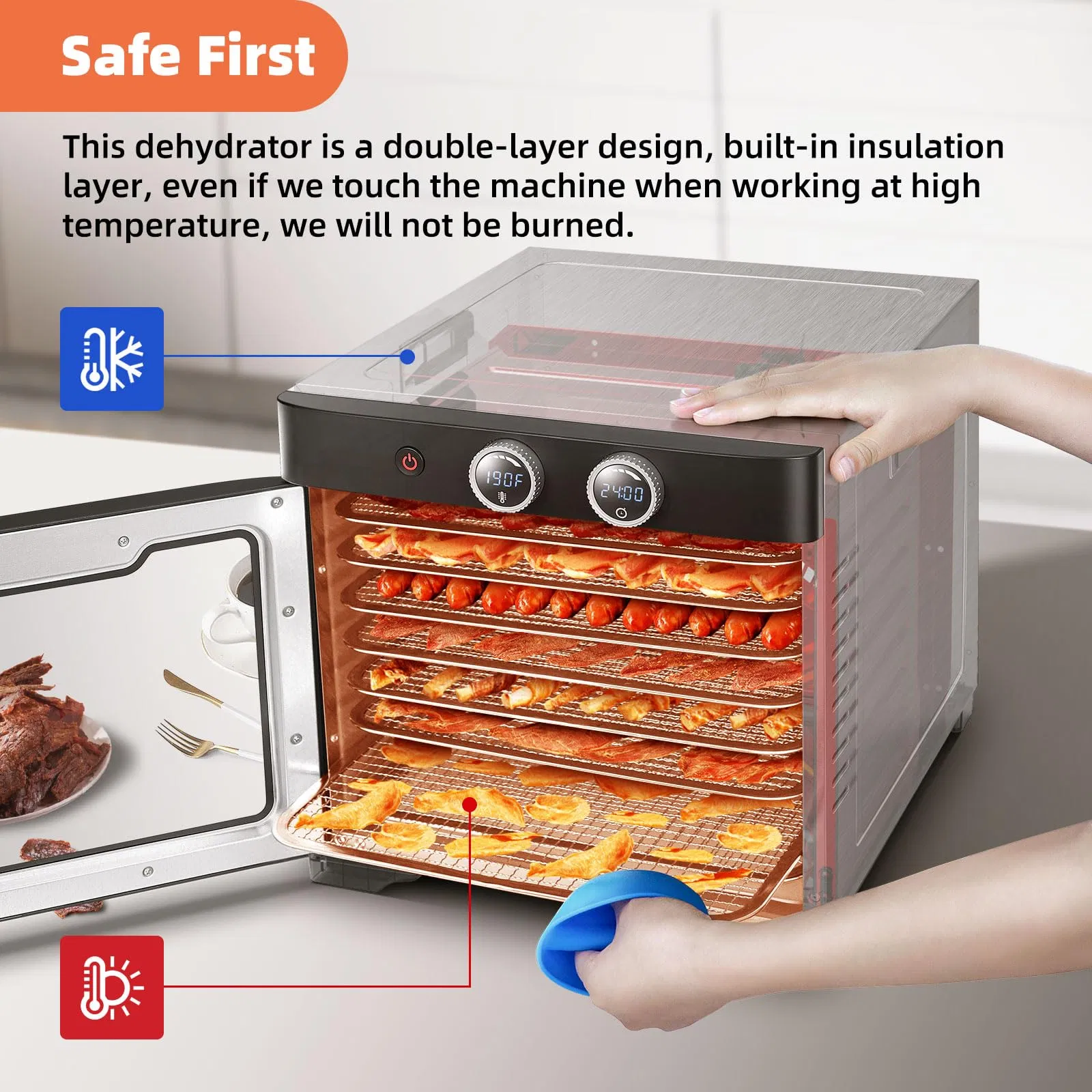 Hot Sale Dehydrated Dryer Machine Large Drying Space Jerky Upgraded Food Dehydrator