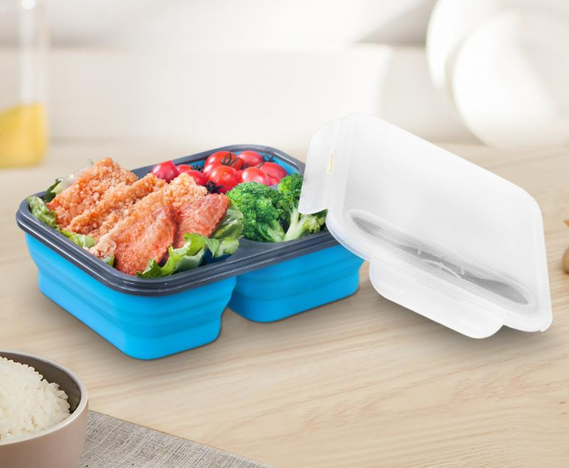 Microwavable Lunch Box Glass Rectangular Silicone Food Packaging Meal Prep Bento Food Container