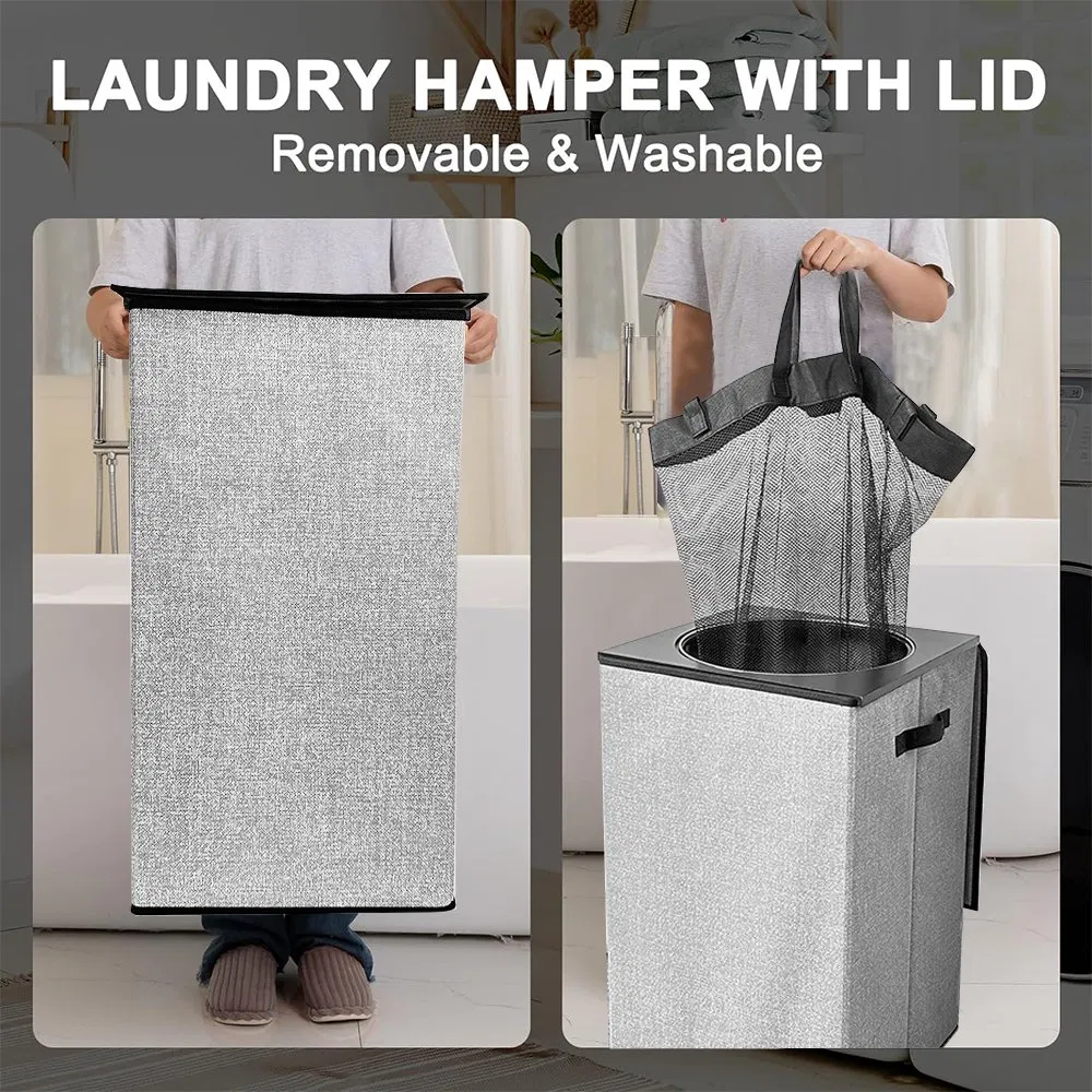 Large Foldable Laundry Basket for Home Use with Detachable Bag and Lids