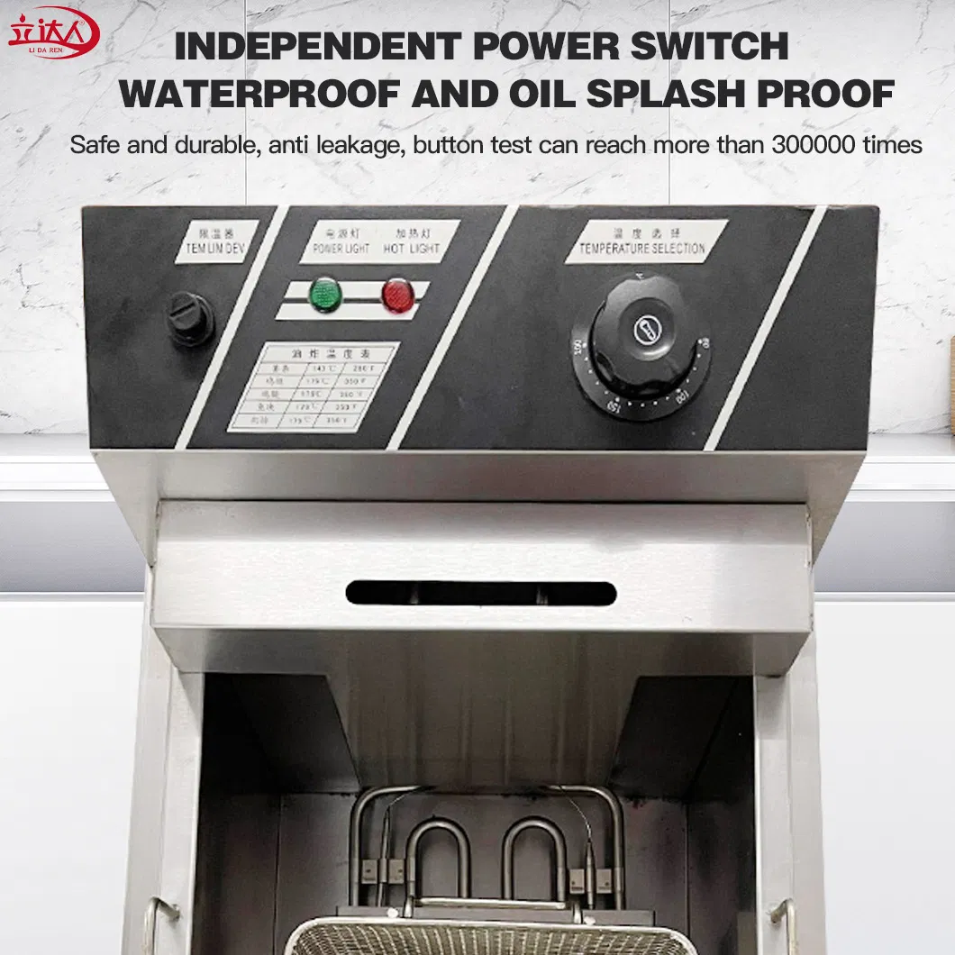 Lida CE Commercial Adjustable Stainless Steel Gas Deep Fryer