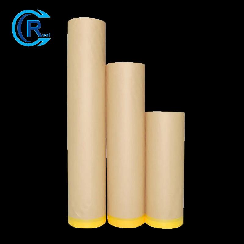 Pre Taped Kraft Paper Car Spray Automotive Painting Covering Auto Protective Paint Masking Film