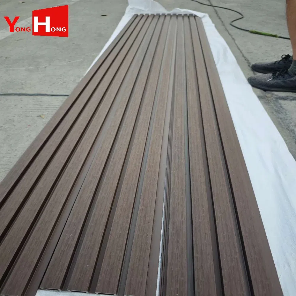 Home Decoration External 3D Wood Plastic Composite Decorative Exterior/Outdoor Facade Cladding Fence Ribbed PVC/WPC Wall Panel