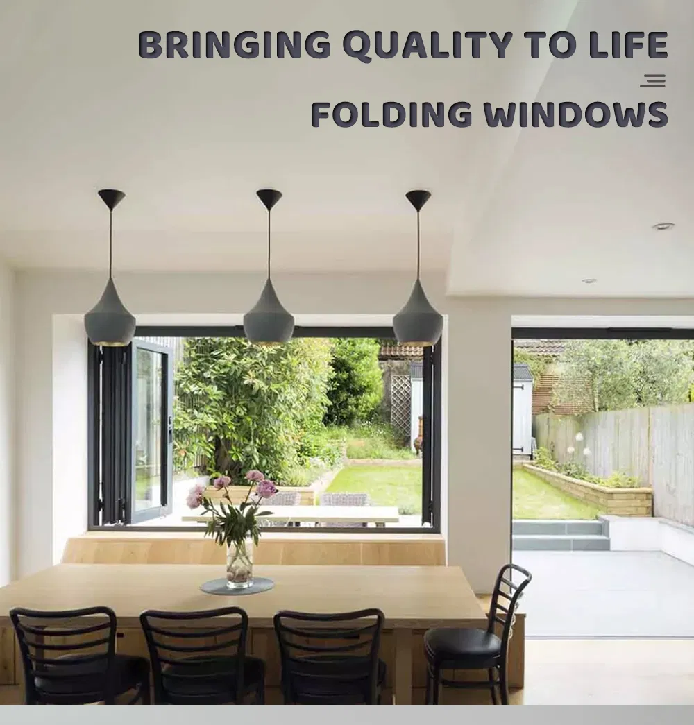 Thermal Break Aluminum Bi Folding Window Soundproof Accordion Sliding Glass Windows and Doors