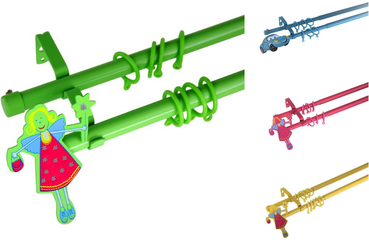 Children's Telescopic Curtain Rod Iron Art Roman Rod Children's Color OEM Curtain Rod