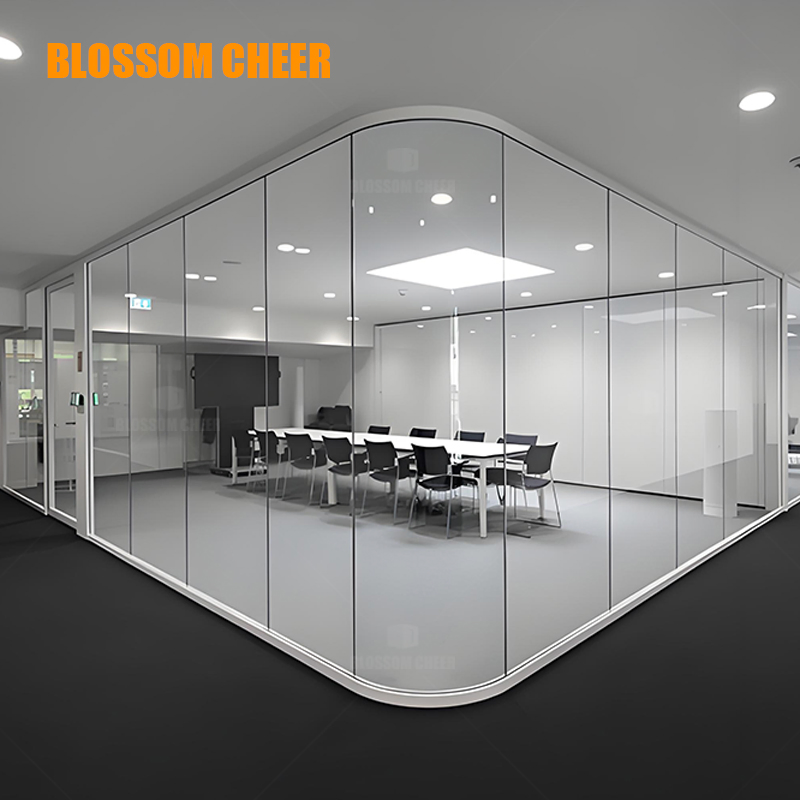 Soundproof Office Building Minimalist Panoramic Single Aluminium Hollow Glass Partition