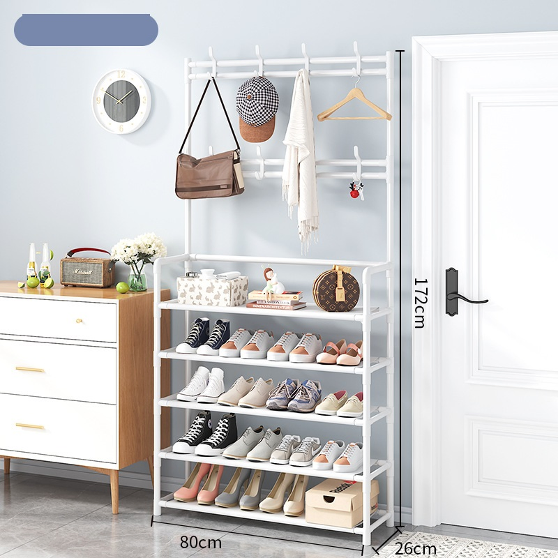 Shoe Rack Floor Standing Vertical Clothes Drying Metal Cloakroom
