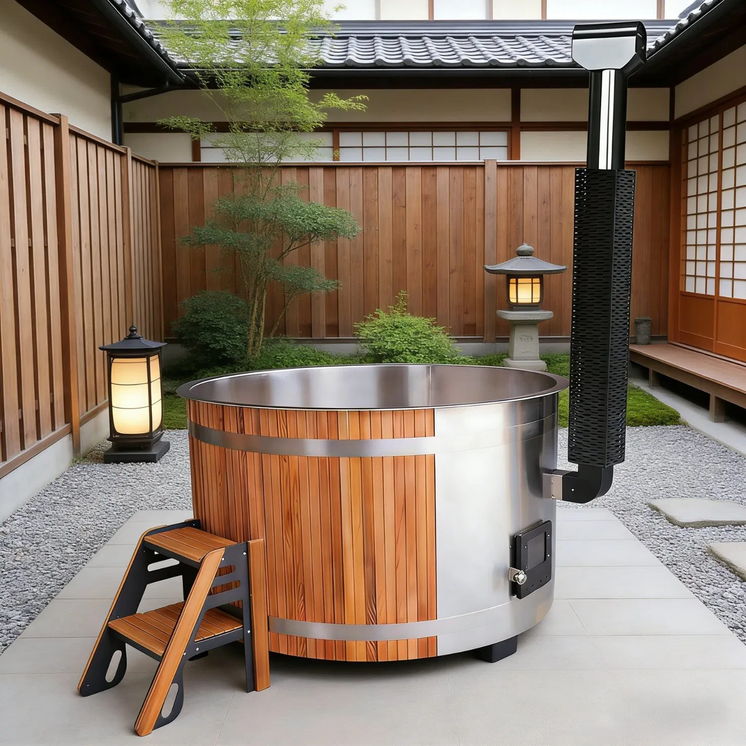 Деревянная купель Boda на дровах, красный кедр