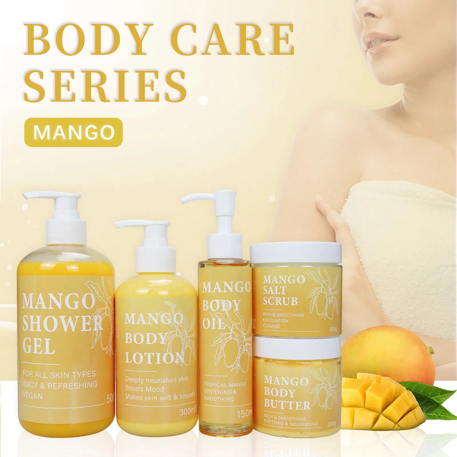 Beauty Cosmetics Natural Extraction Mango Body Care Combination Moisturizing Skin Care Set