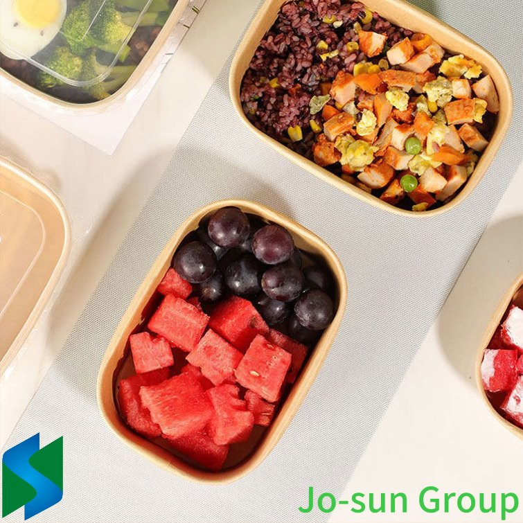 Jo-Sun Microwave Heating Lunch Box Disposable Kraft Paper Rectangular Bowl Takeout
