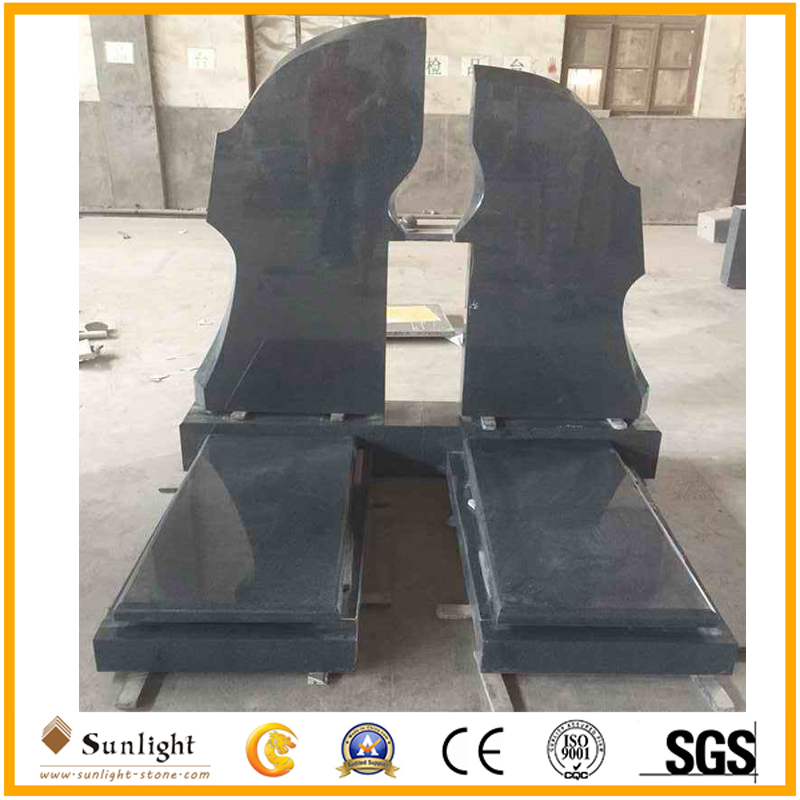 European Natural Stone Grey G654 Granite Unique Headstone Designs with Flower Bed