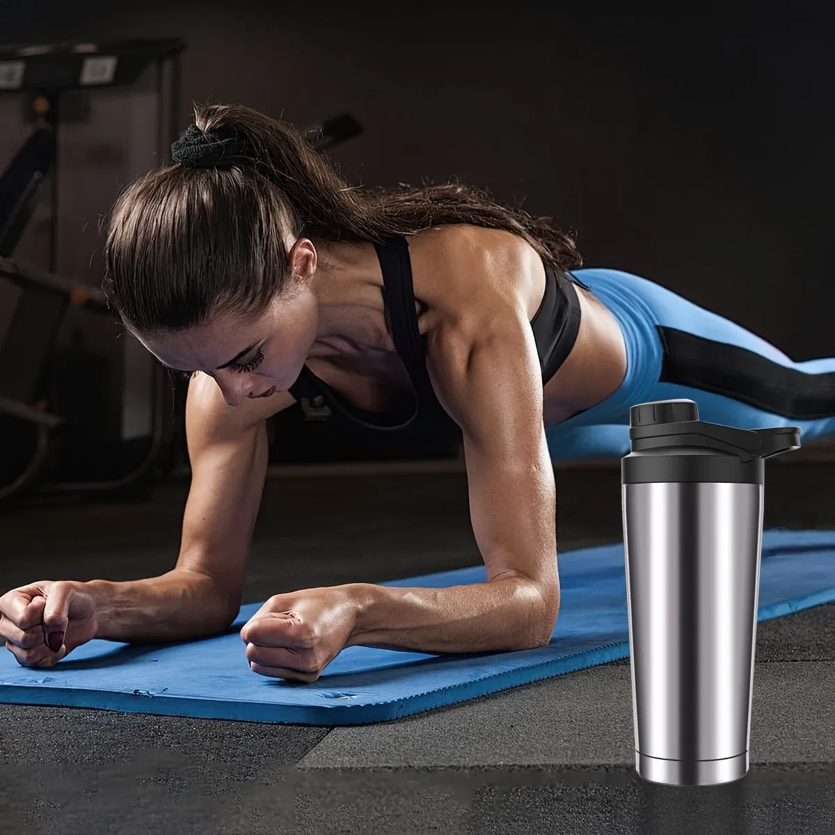 Протеиновый шейкер 24 унции, сталь, с кастомизацией