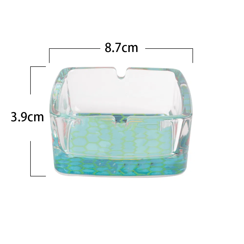 87*39mm Custom Printing Rectangular Cigarette Herb Tobacco Glass Ashtray